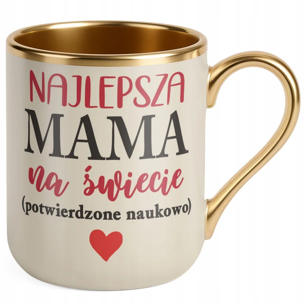 Kubek Premium Złoty Ecru Dzień Matki Prezent Najlepsza Mama na Świecie