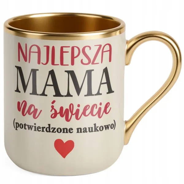 Kubek Premium Złoty Ecru Dzień Matki Prezent Najlepsza Mama na Świecie