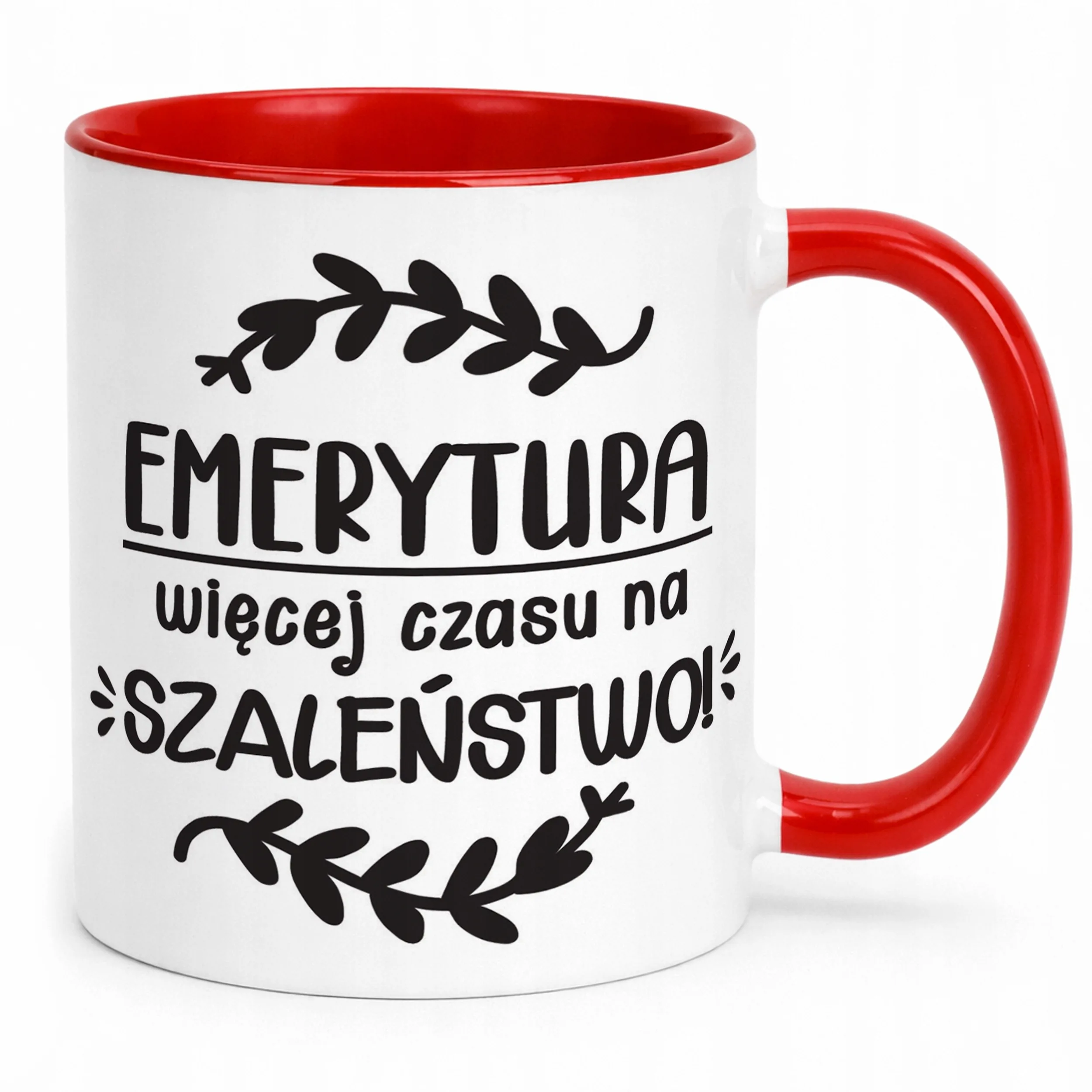Kubek Czerwony z okazji Emerytury Dla Emeryta Emerytki Prezent Upominek