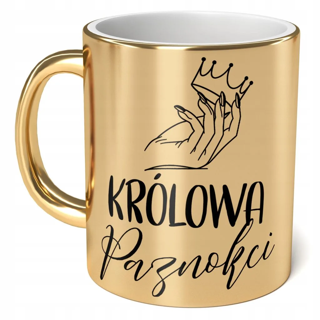 Kubek Złoty ceramiczny 330 ml Królowa Paznokci Dla Stylistki Paznokci