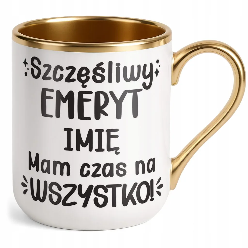 Kubek Premium Złoty Personalizowany z okazji Emerytury Dla Emeryta Prezent