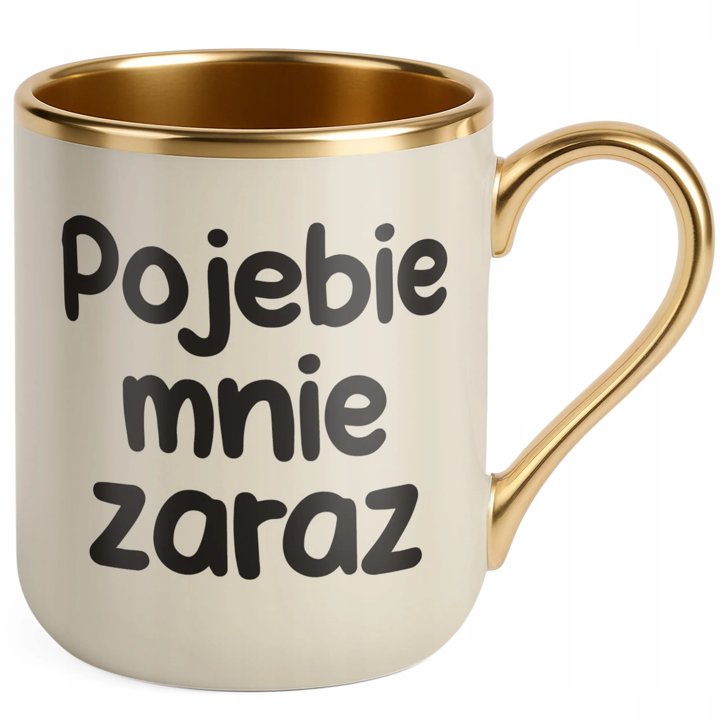 Kubek Premium Złoty Ecru Poje**e Mnie Zaraz Śmieszny Zabawny