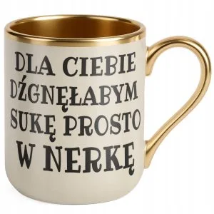 Kubki premium ecru ze złotym rantem