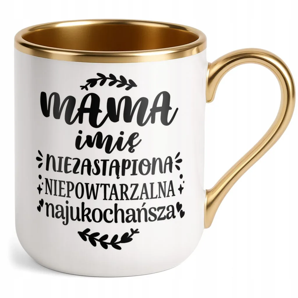 Kubek Premium Złoty Personalizowany Dzień Matki Dla Mamy Prezent Upominek