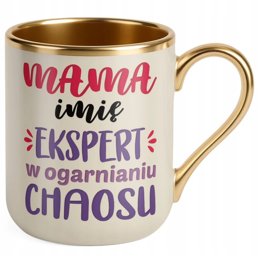 Kubek Premium Złoty Ecru Personalizowany Dzień Matki Dla Mamy