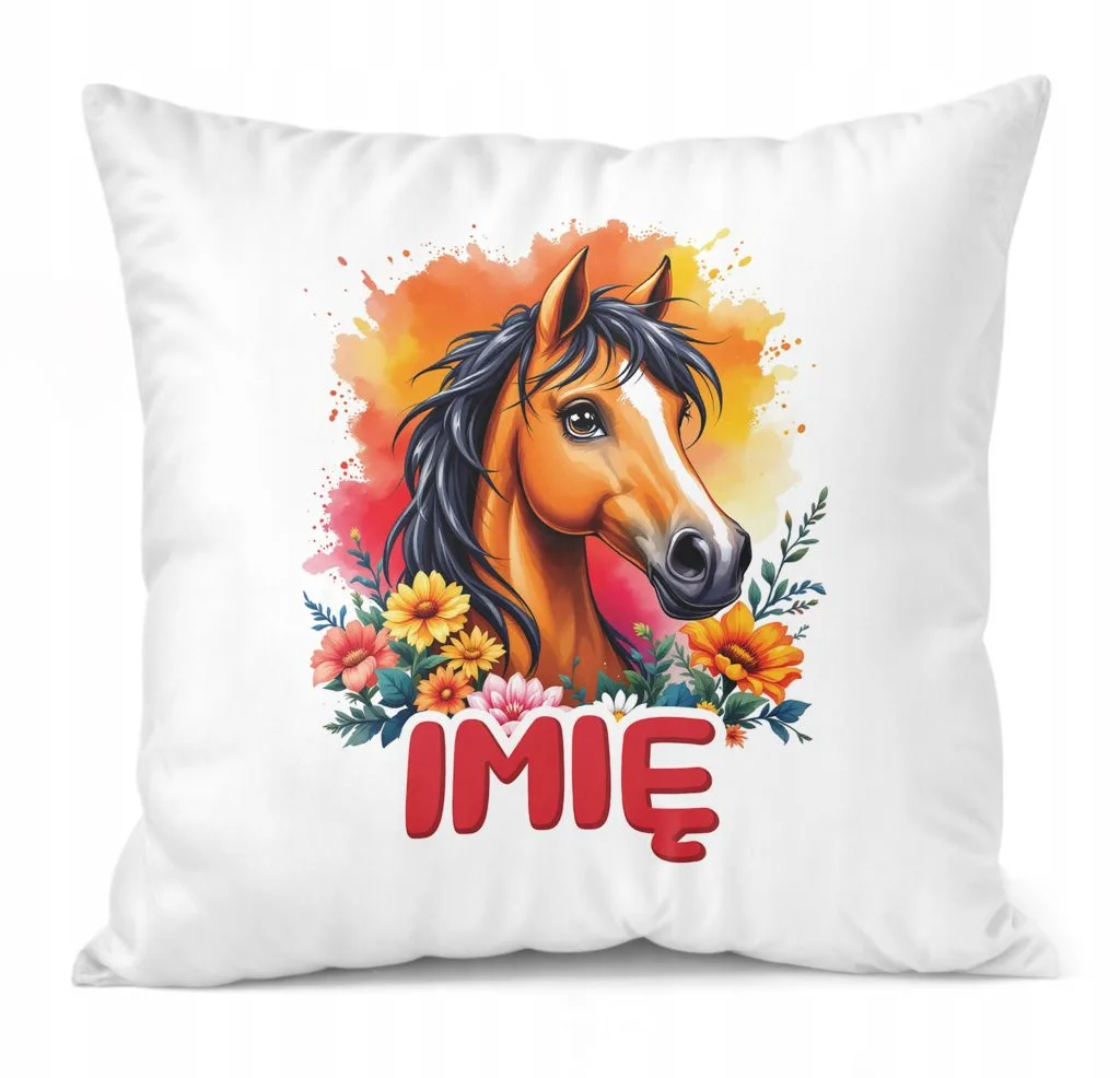 Poduszka 38x38cm Personalizowana Z Koniem Koń Słodki Dla Dzieci