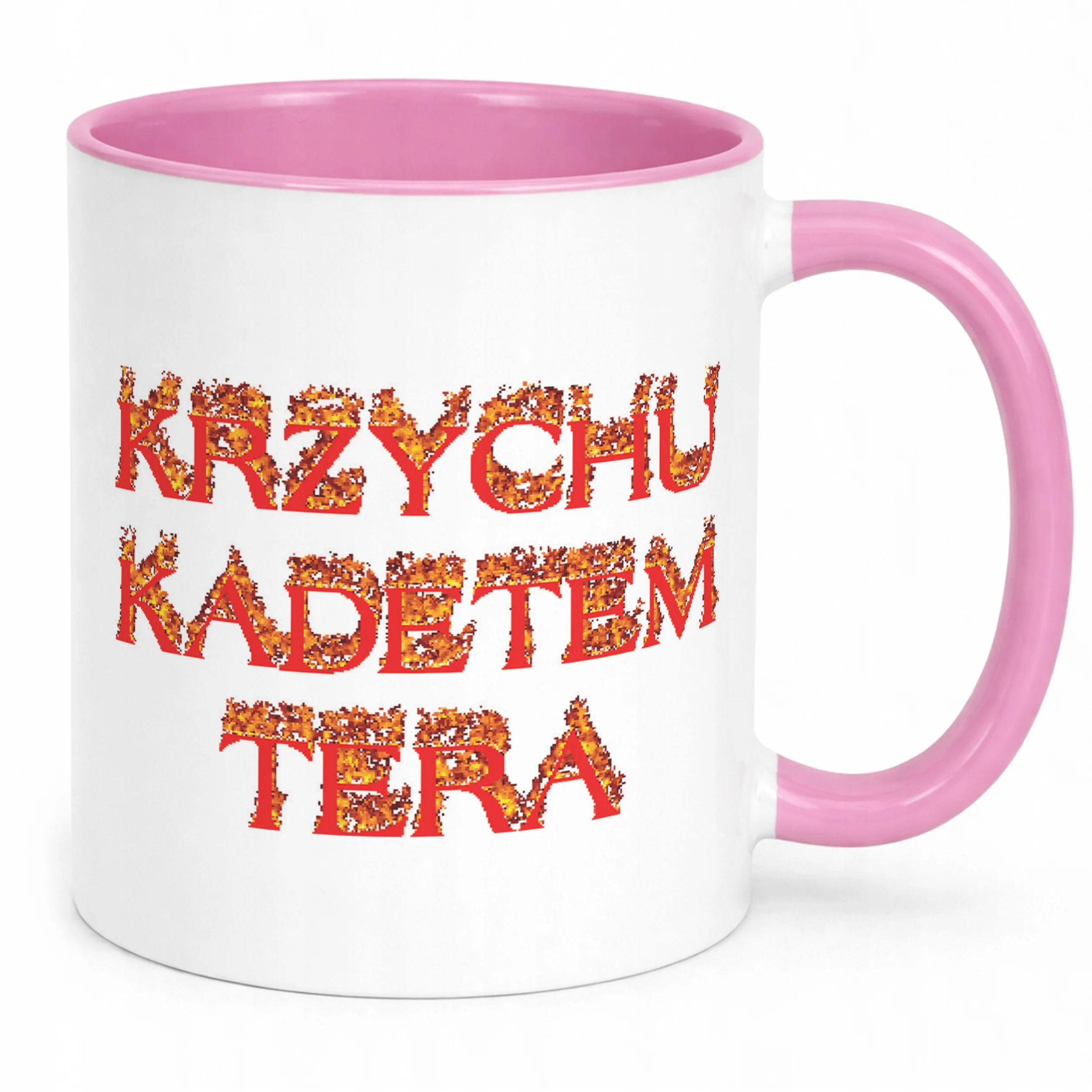 Kubek Różowy Krzychu Kadetem Tera Memy Zabawne Prezent