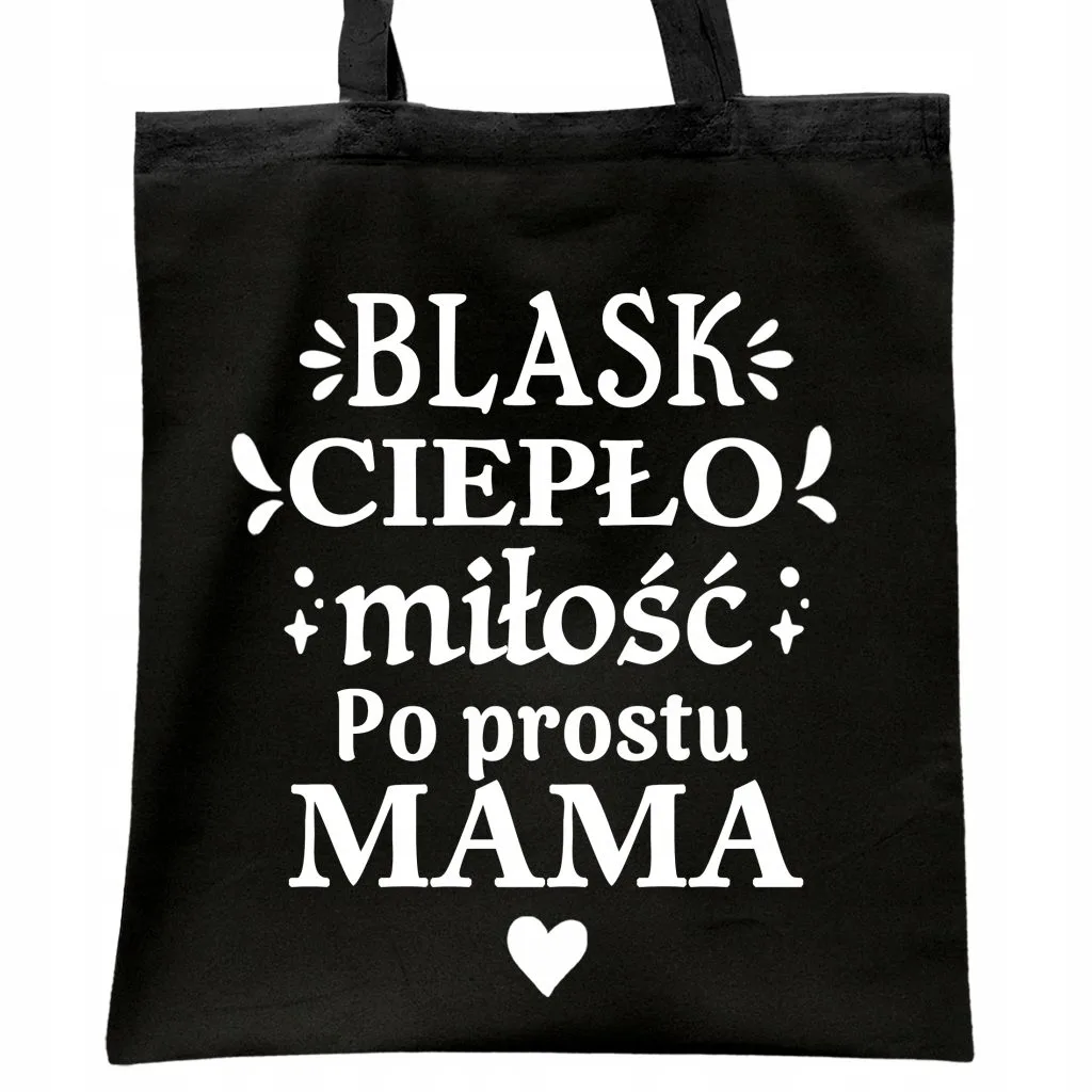 Torba bawełniana czarna na zakupy Dzień Matki Dla Mamy Prezent