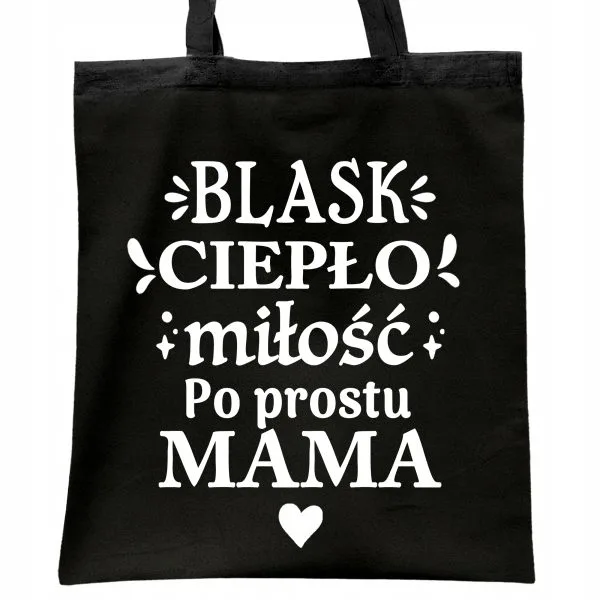Torba bawełniana czarna na zakupy Dzień Matki Dla Mamy Prezent