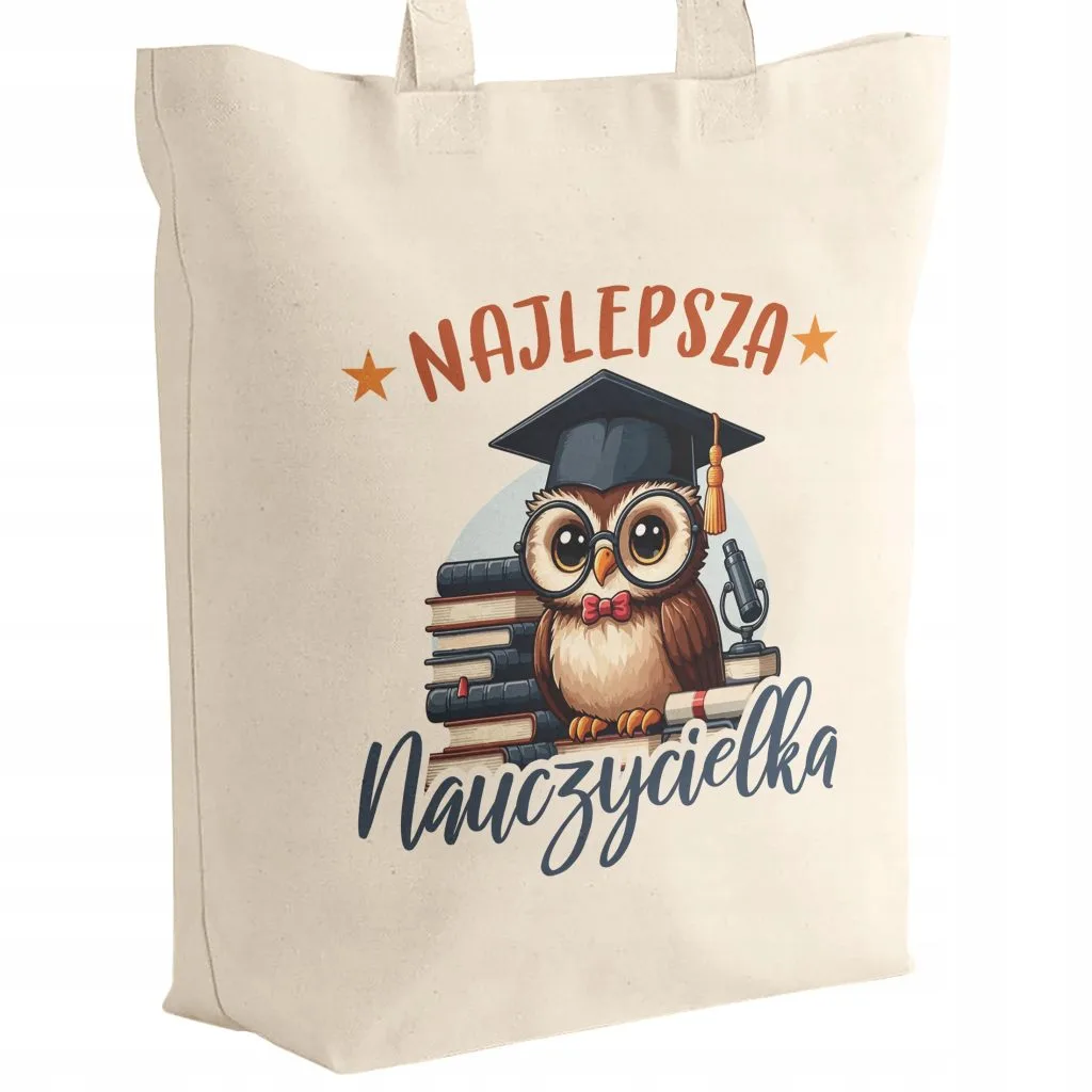 Torba bawełniana z dnem Dzień Nauczyciela Najlepsza Nauczycielka Prezent