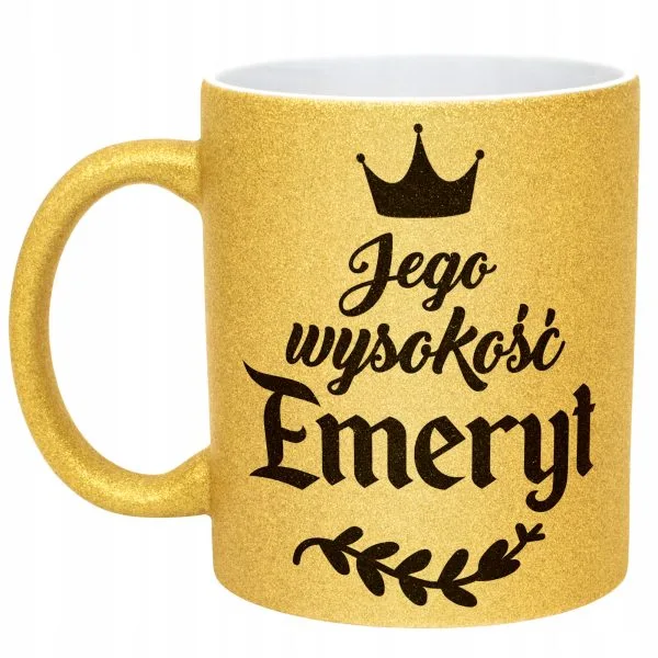 Złoty kubek brokatowy Z okazji Emerytury Dla Emeryta Prezent