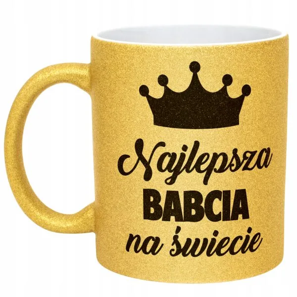 Złoty kubek brokatowy Dzień Babci Dla Babci Prezent Upominek