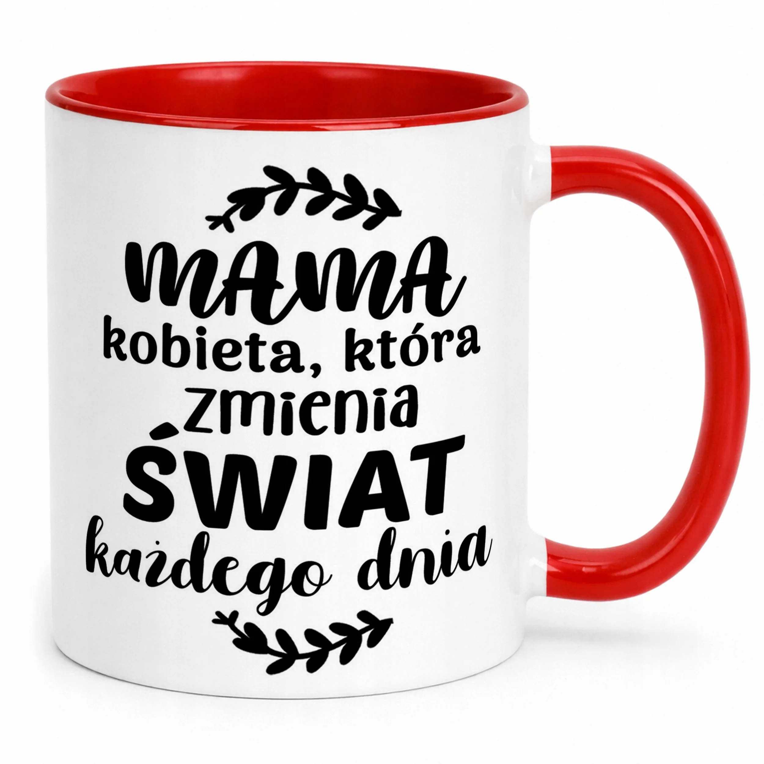 Kubek Czerwony Dzień Matki Dla Mamy Prezent Kobieta Która Zmienia Świat