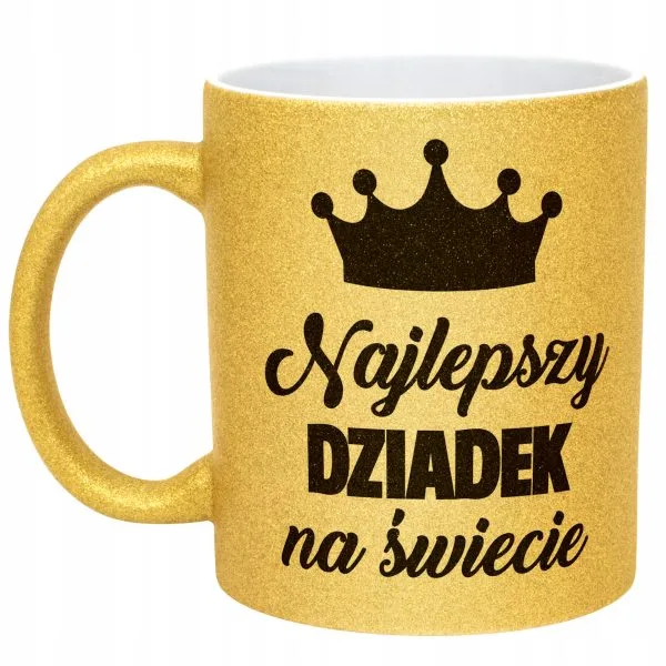 Złoty kubek brokatowy Dzień Dziadka Dla Dziadka Prezent Upominek