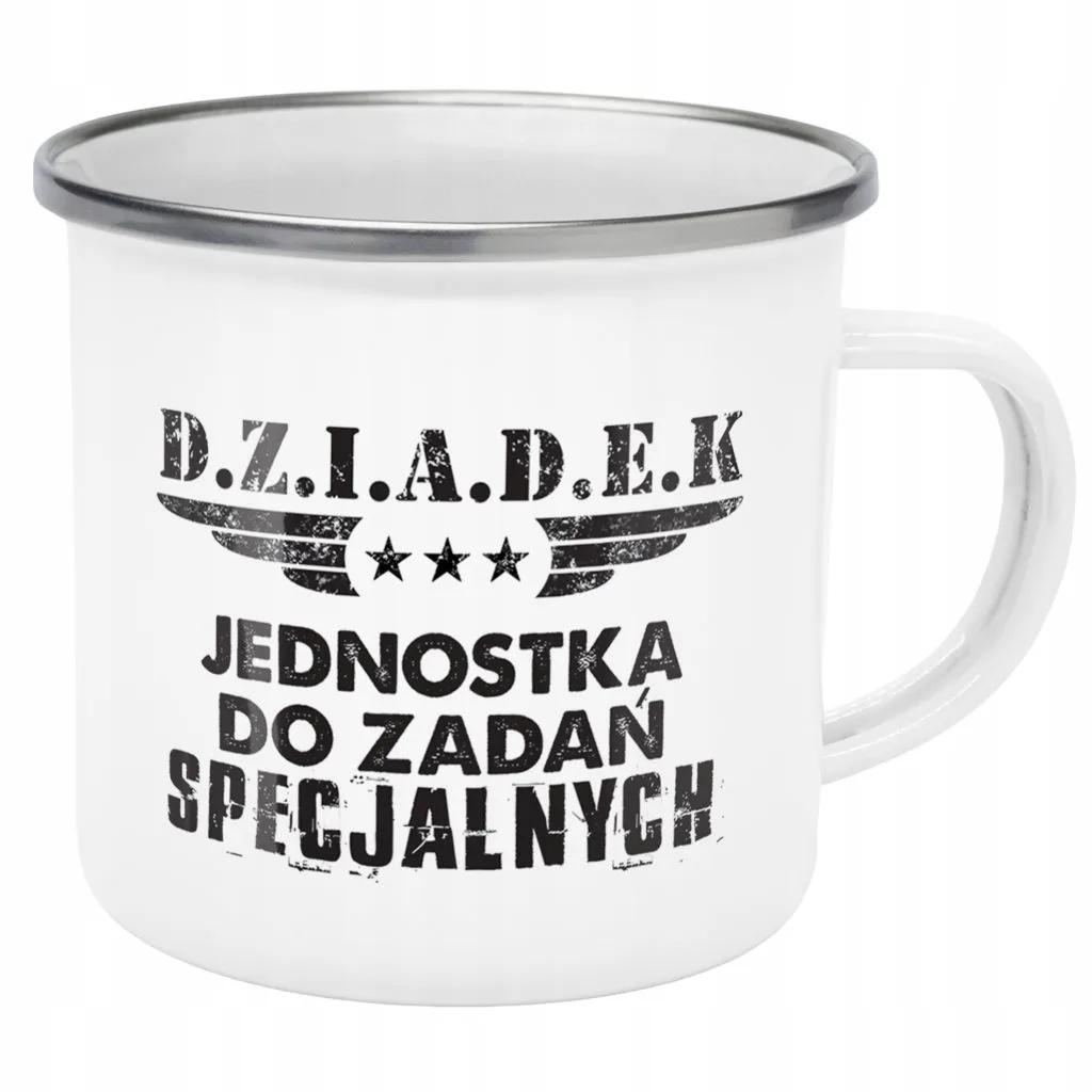 Emaliowany Kubek Garnuszek 300 ml Dzień Dziadka Prezent Jednostka Specjalna