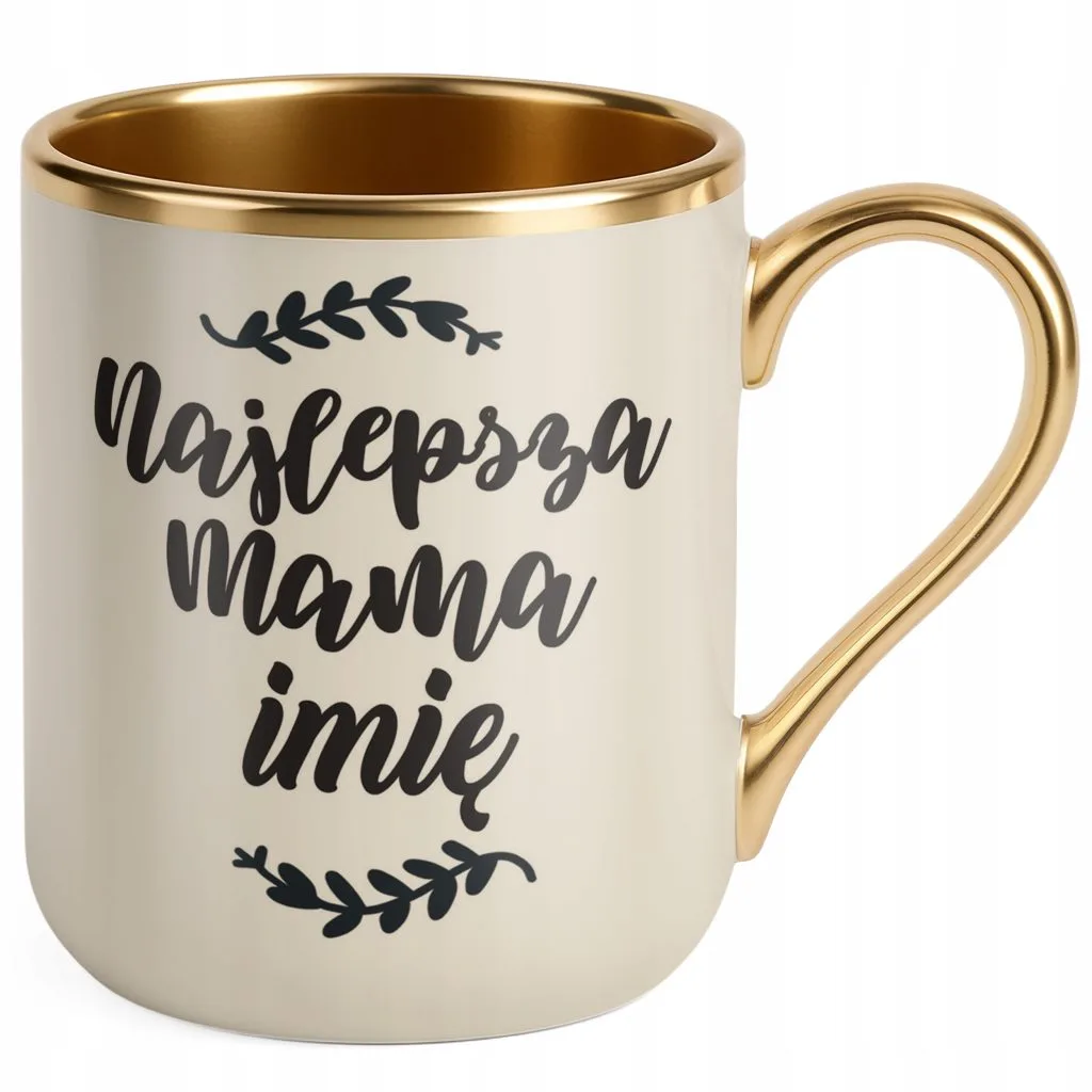 Kubek Premium Złoty Ecru Personalizowany Dzień Matki Dla Mamy