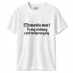 Koszulka biała męska 1670 Memento Mori Cytat Motywacyjny