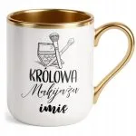 Kubek Premium Złoty Personalizowany Królowa Makijażu Prezent