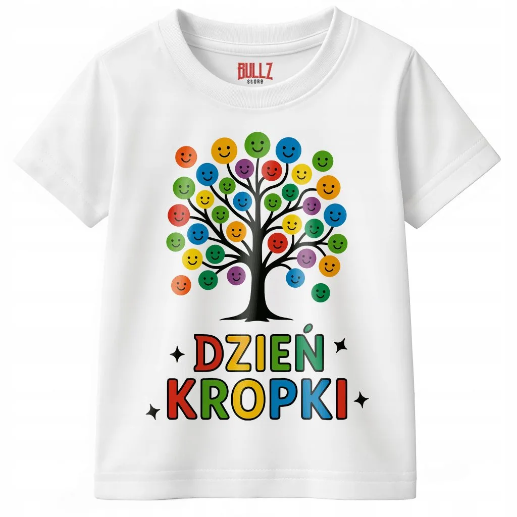 Koszulka biała dziecięca Dzień Kropki Do Przedszkola Szkoły