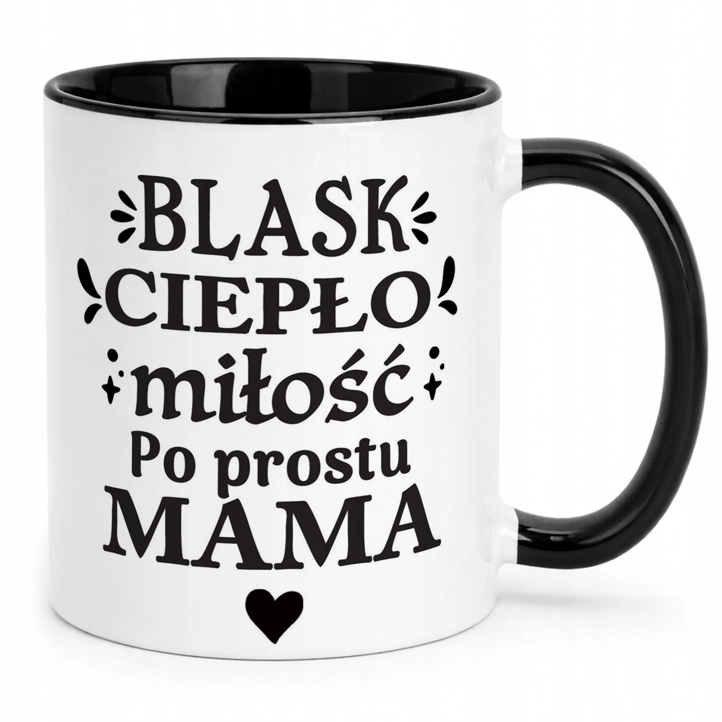 Kubek Czarny Dzień Matki Dla Mamy Prezent Blask Ciepło Miłość