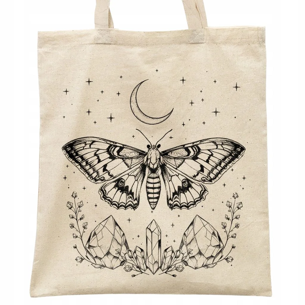 Torba bawełniana na zakupy Kryształy Motyl Księżyc Magia Prezent