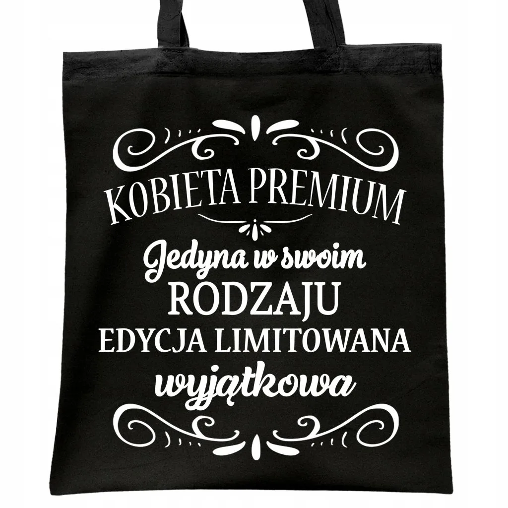 Torba bawełniana czarna na zakupy Dzień Kobiet Dla Kobiety Prezent