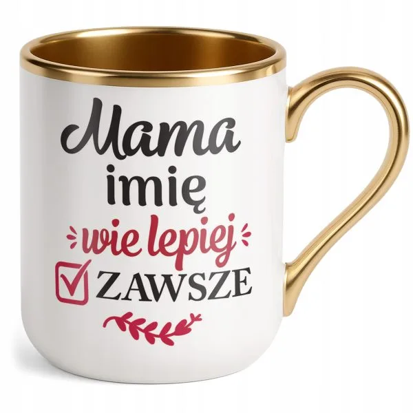 Kubek Premium Złoty Personalizowany Dzień Matki Dla Mamy Prezent Upominek