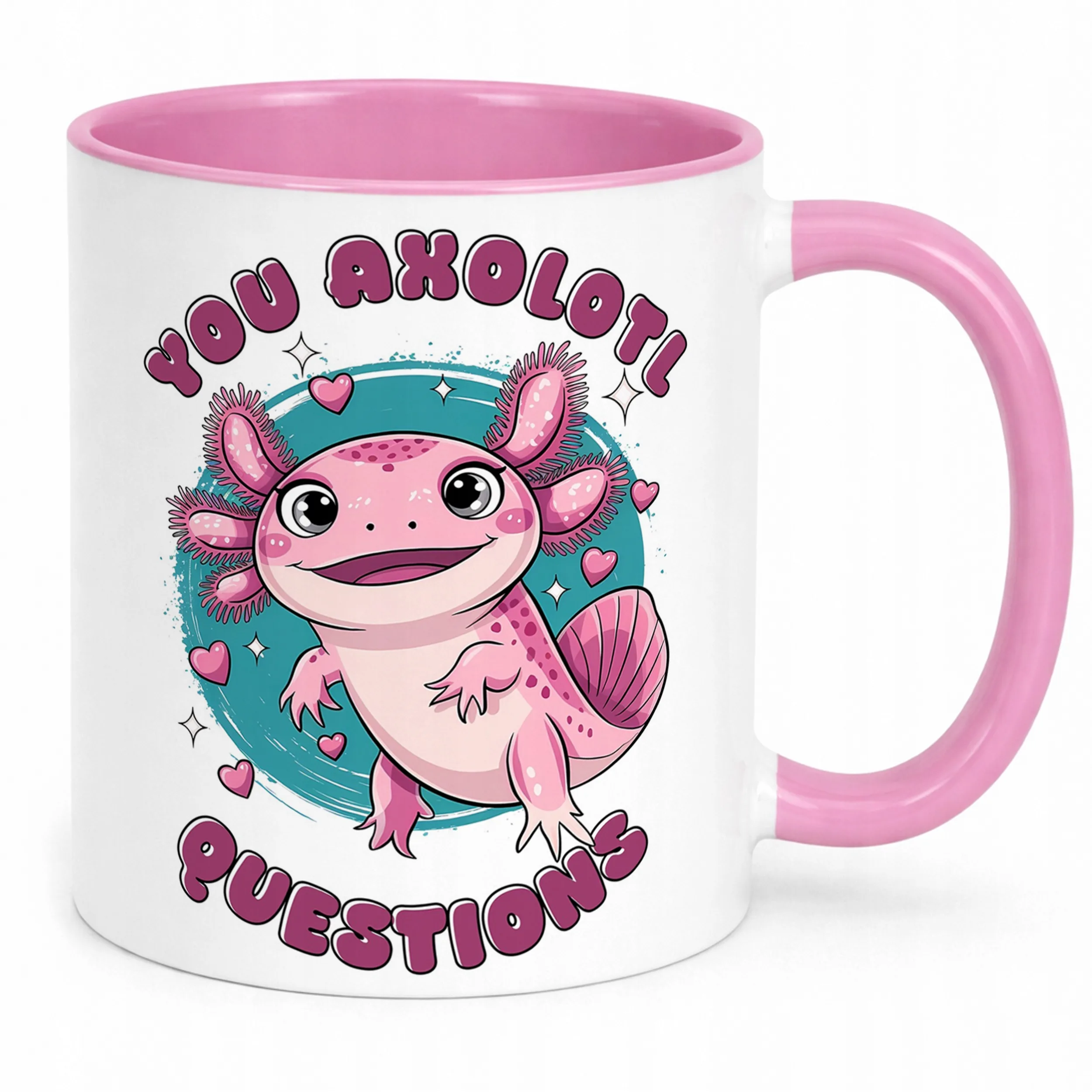 Różowy kubek 330ml dla dziecka Aksolotl Axolotl Słodki Różowy Zwierzak HIT
