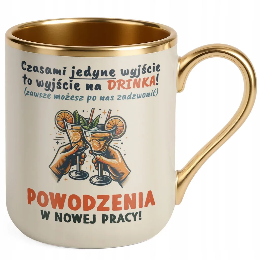 Kubek Premium Złoty Ecru Na Pożegnanie Odejście z Pracy Zabawny Prezent