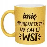 Złoty kubek brokatowy personalizowany Dzień Kobiet Prezent Upominek