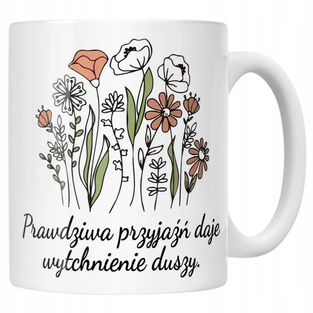 Kubek ceramiczny Prawidziwa Przyjaźń Dla Przyjaciółki Kwiatki Prezent