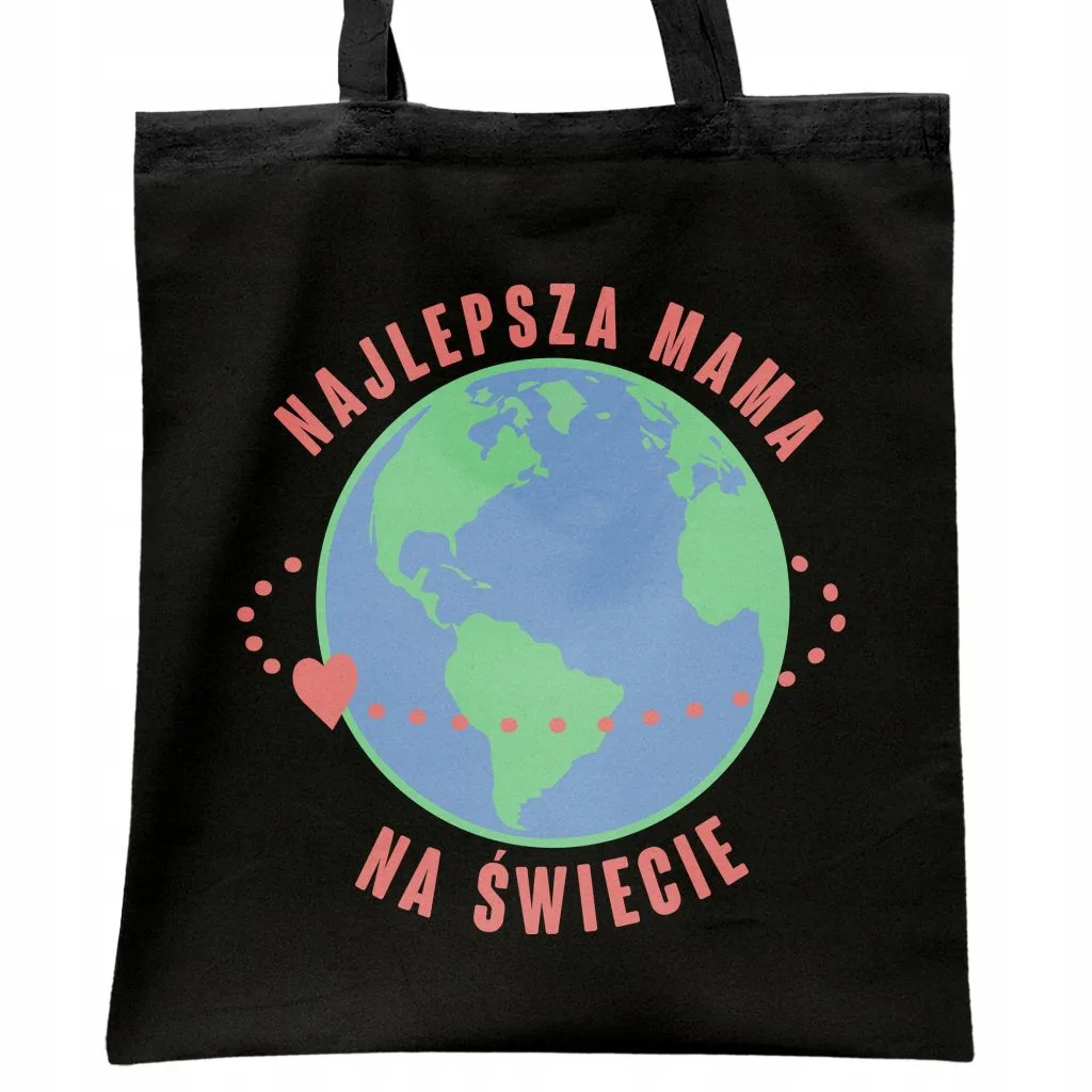 Torba bawełniana czarna na zakupy Dzień Matki Najlepsza Mama Prezent