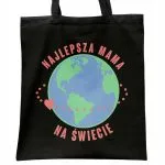 Torba bawełniana czarna na zakupy Dzień Matki Najlepsza Mama Prezent