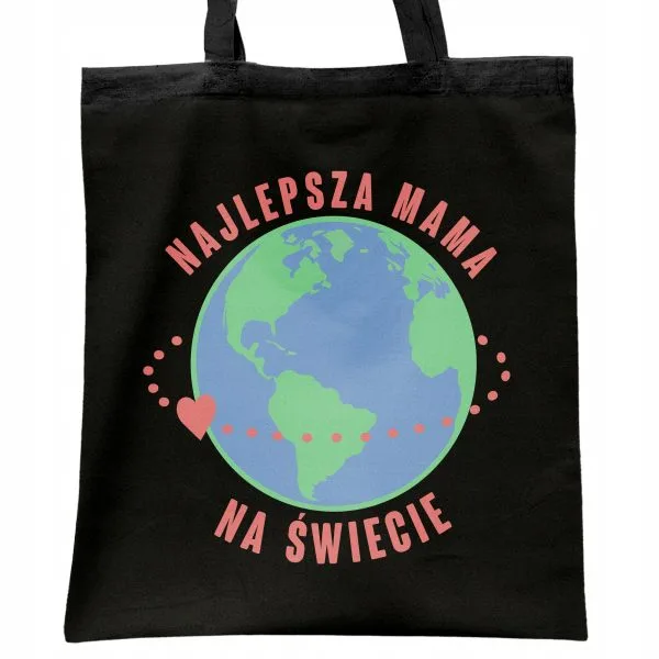 Torba bawełniana czarna na zakupy Dzień Matki Najlepsza Mama Prezent
