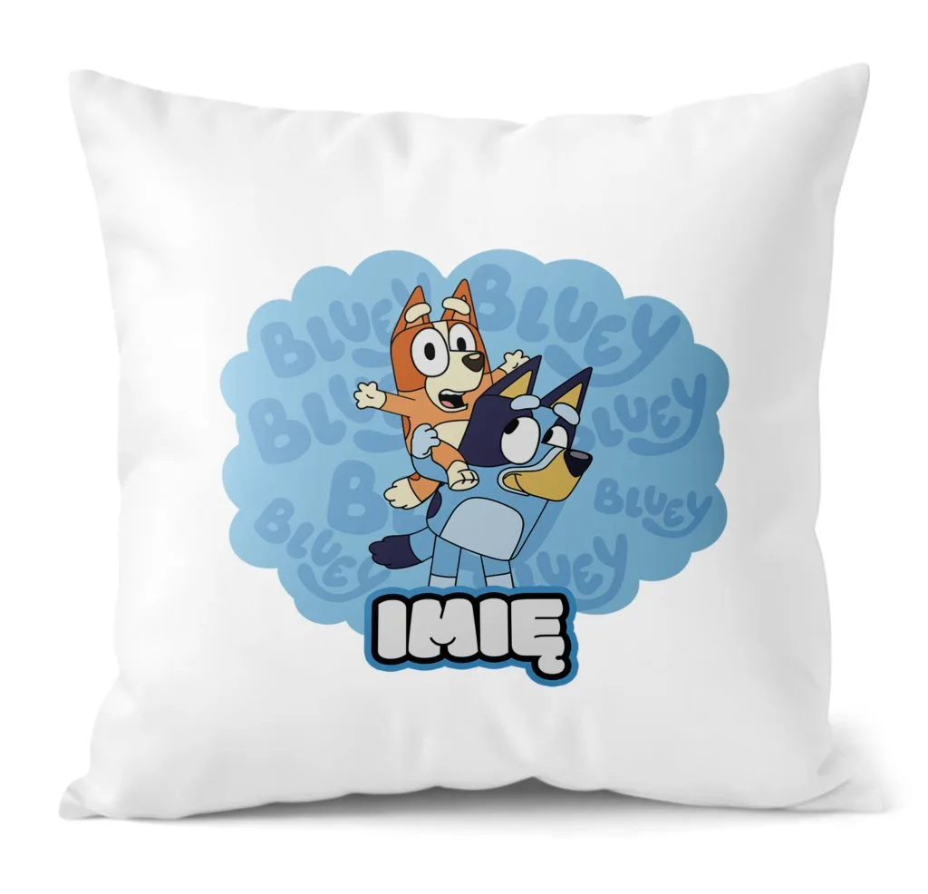 Poduszka 38×38 cm Bluey Pies dla Dzieci Personalizacja