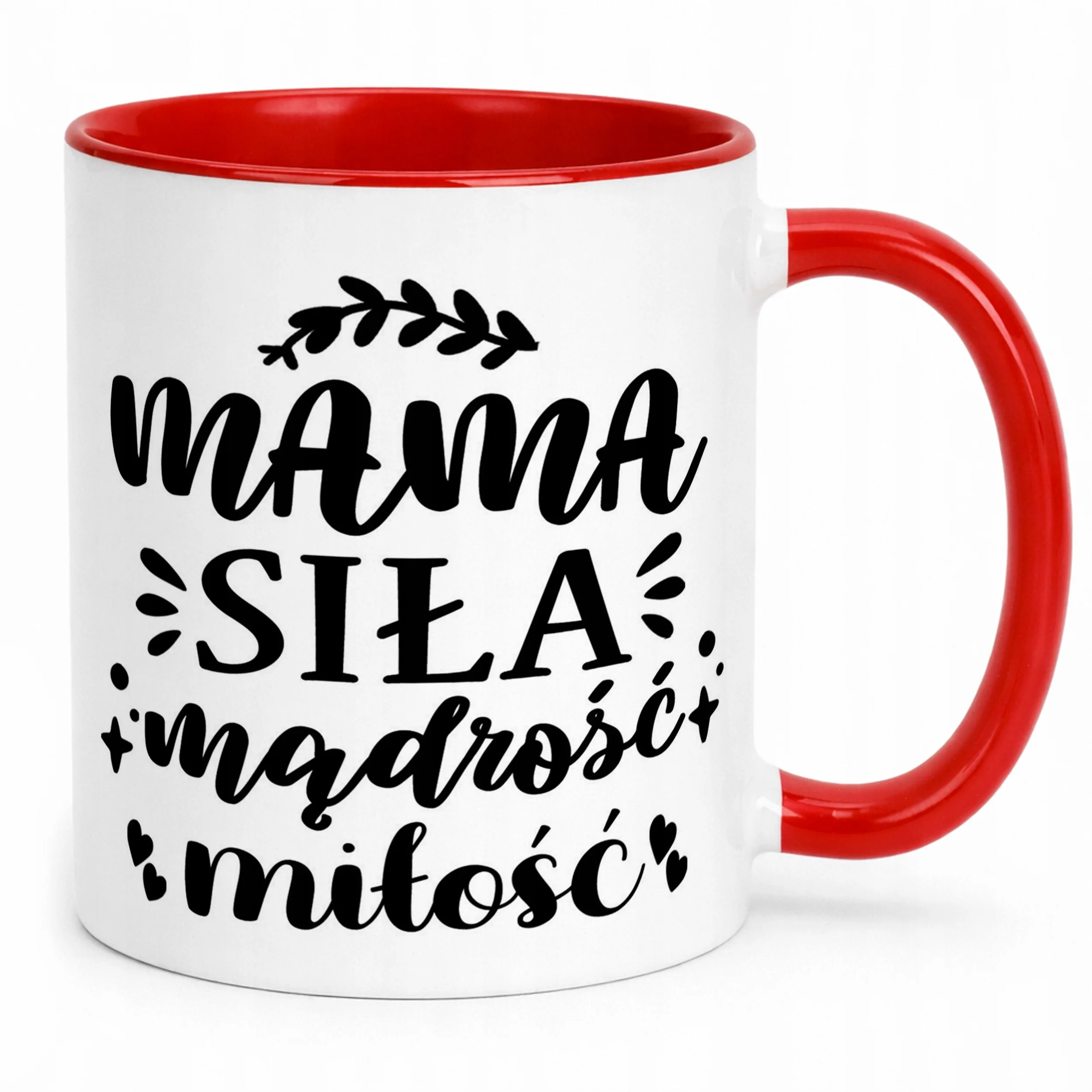 Kubek Czerwony Dzień Matki Dla Mamy Prezent Siła Mądrość Miłość Mama