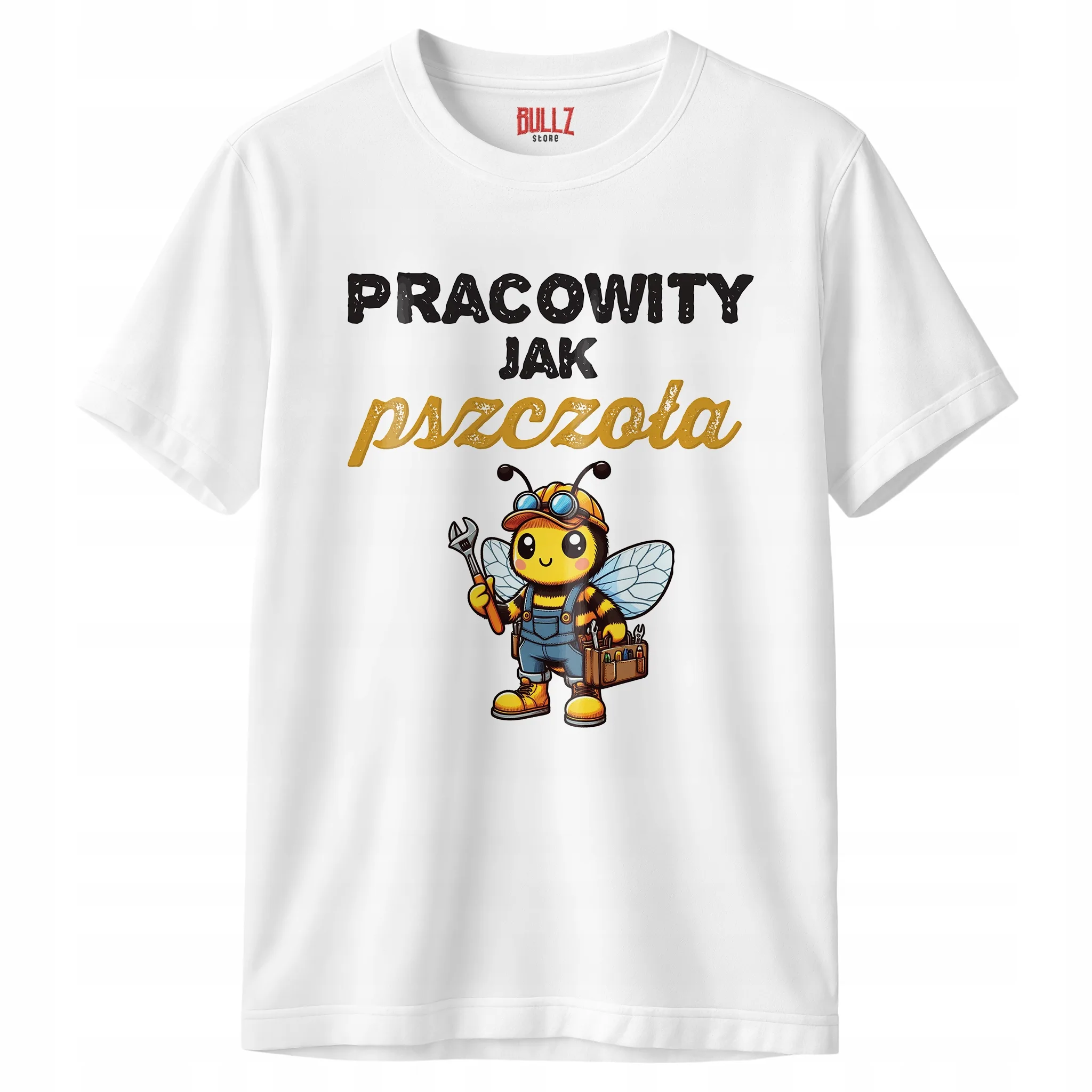 Koszulka biała męska Pracowity Jak Pszczoła Pszczelarz Prezent