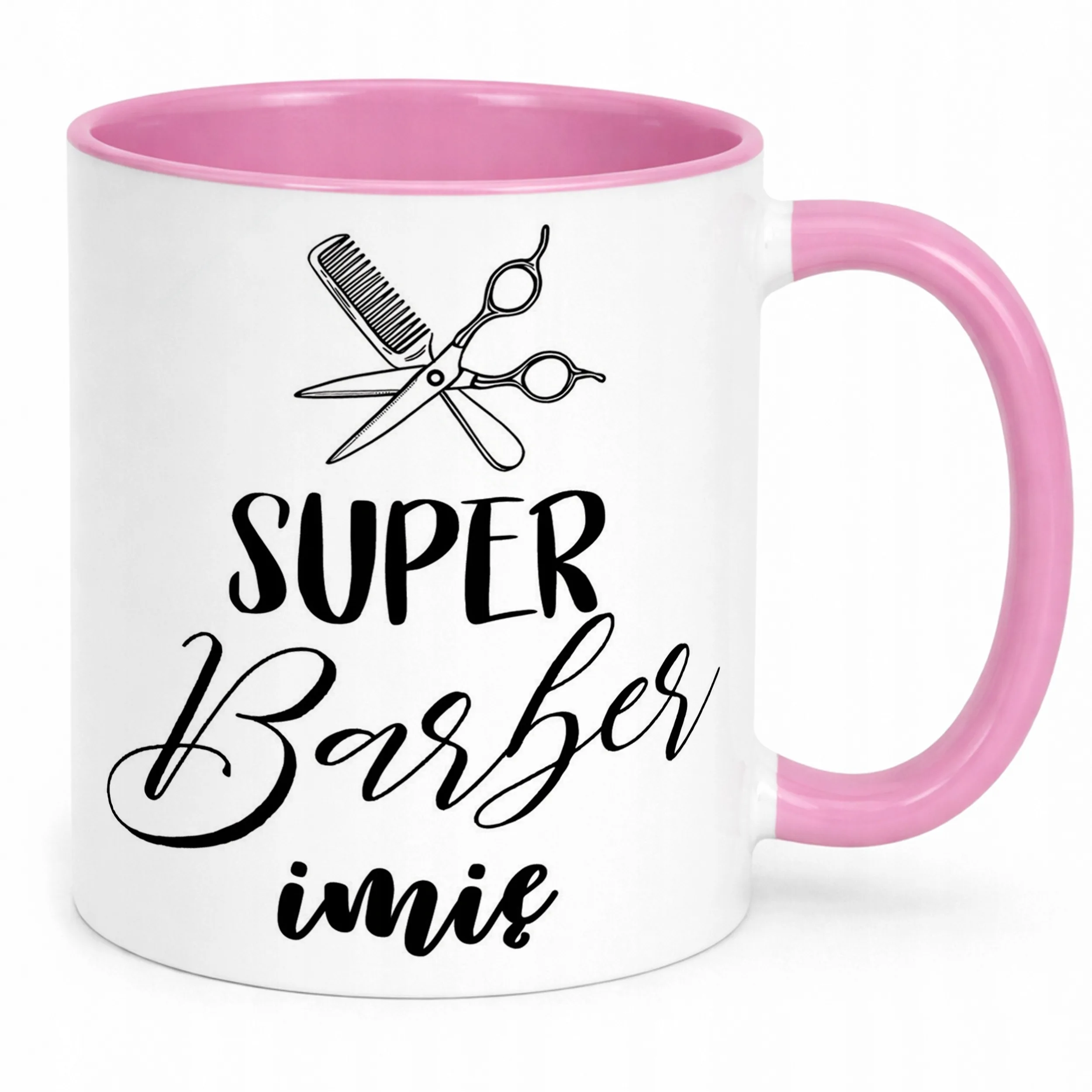 Kubek Różowy Personalizowany Super Barber Dla Barbera Prezent