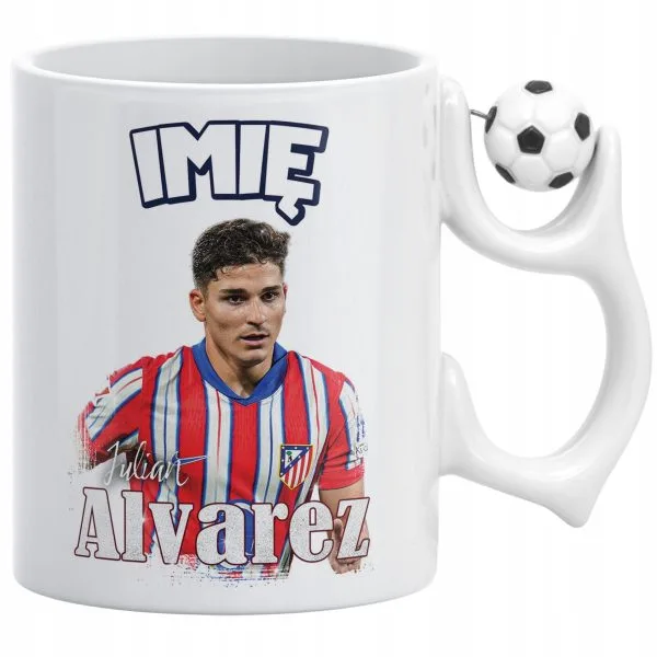 Kubek piłkarski personalizowany Julián Álvarez dla kibiców Atlético Madryt