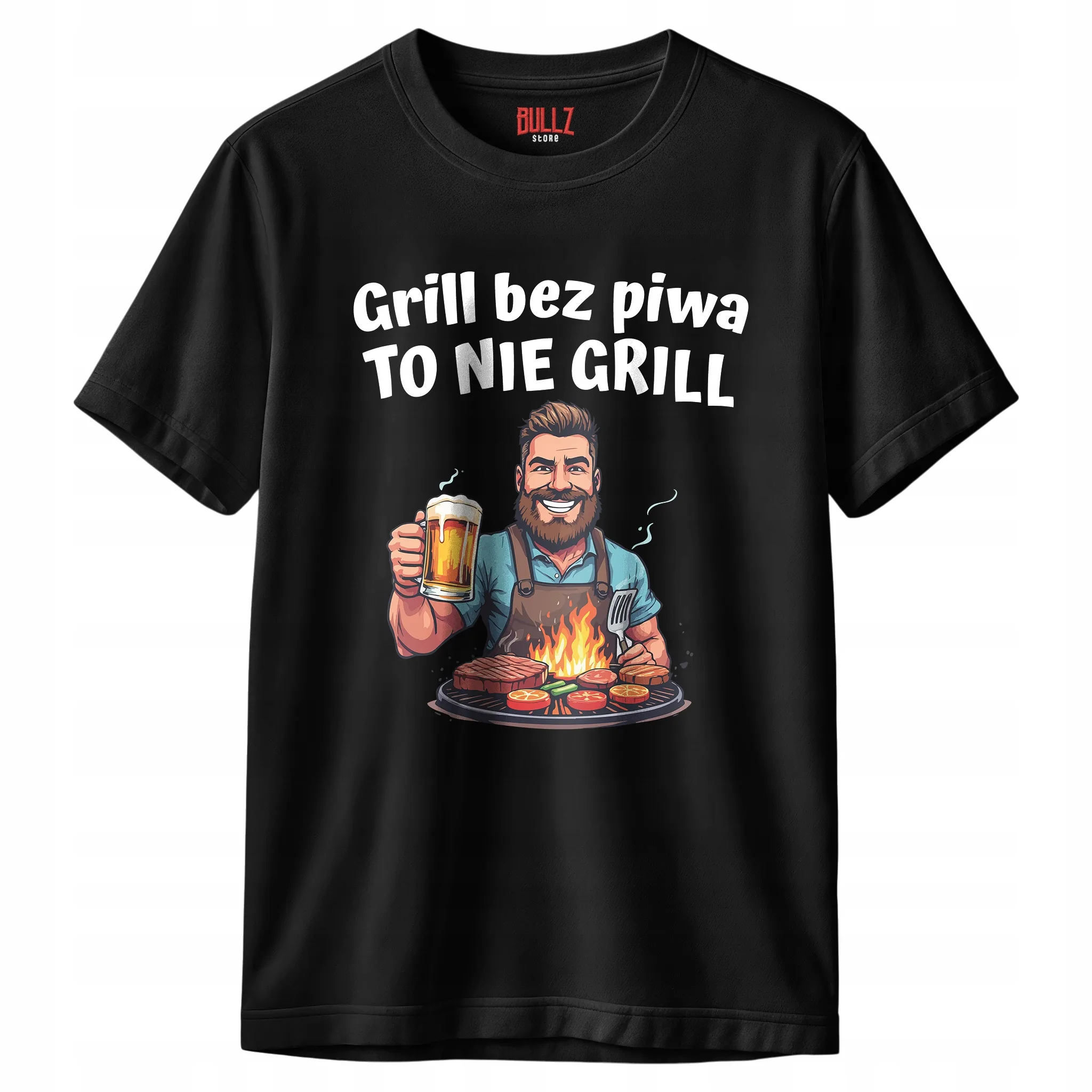 Koszulka czarna męska Grill Bez Piwa To Nie Grill Zabawny Prezent r. 3XL