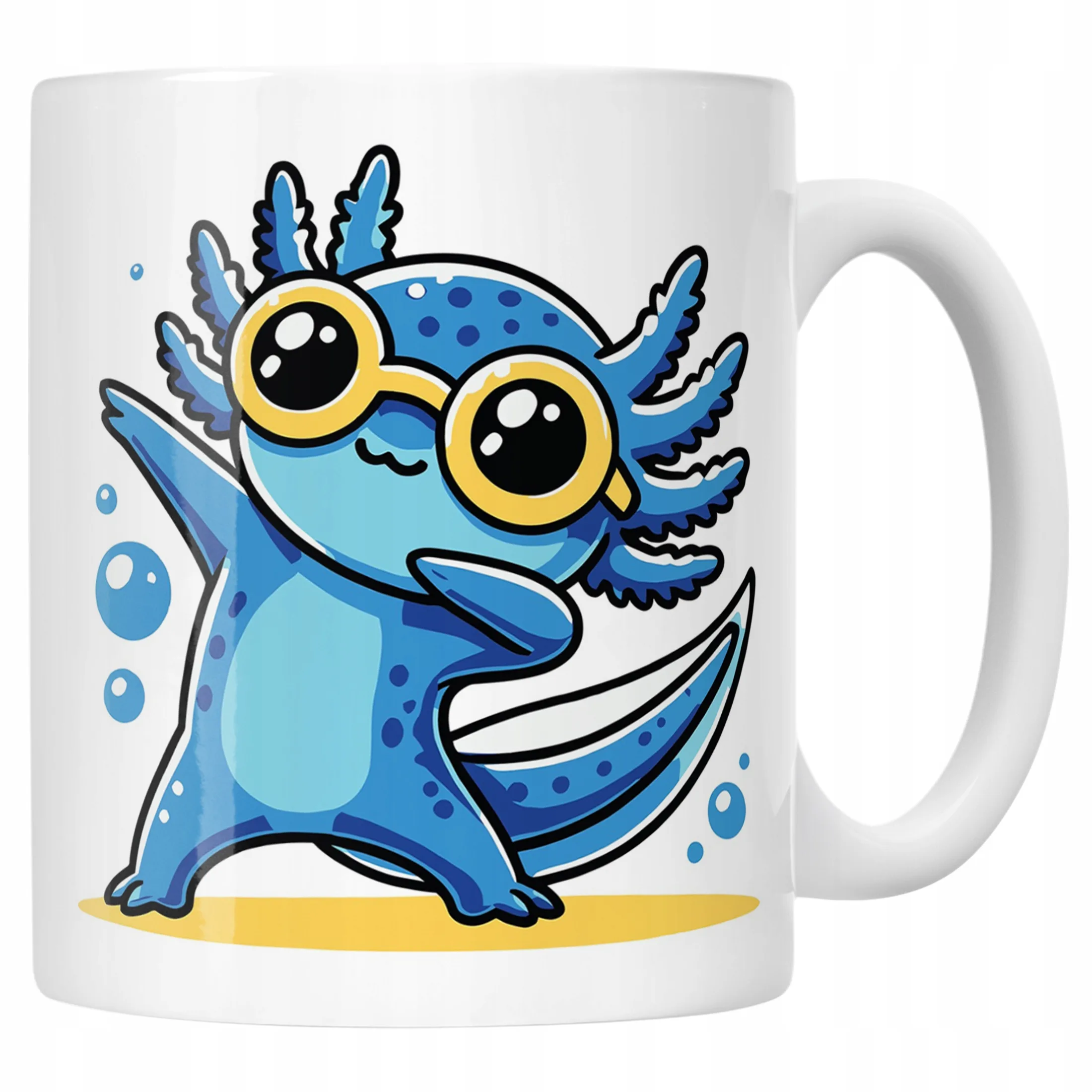 Kubek prezentowy biały 330ml Aksolotl Axolotl Różowy Zwierzak Viral Trend