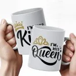 Zestaw kubków na Walentynki Queen & King Prezent Dla Pary Zakochanych