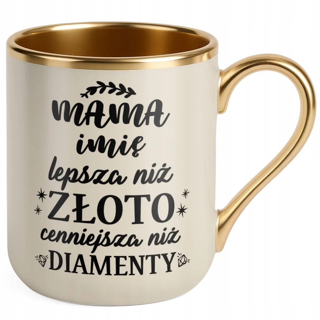 Kubek Premium Złoty Ecru Personalizowany Dzień Matki Dla Mamy