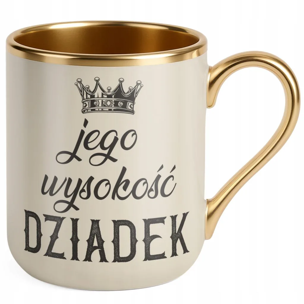Kubek Premium Złoty Ecru Dzień Dziadka Dla Dziadka Prezent Upominek
