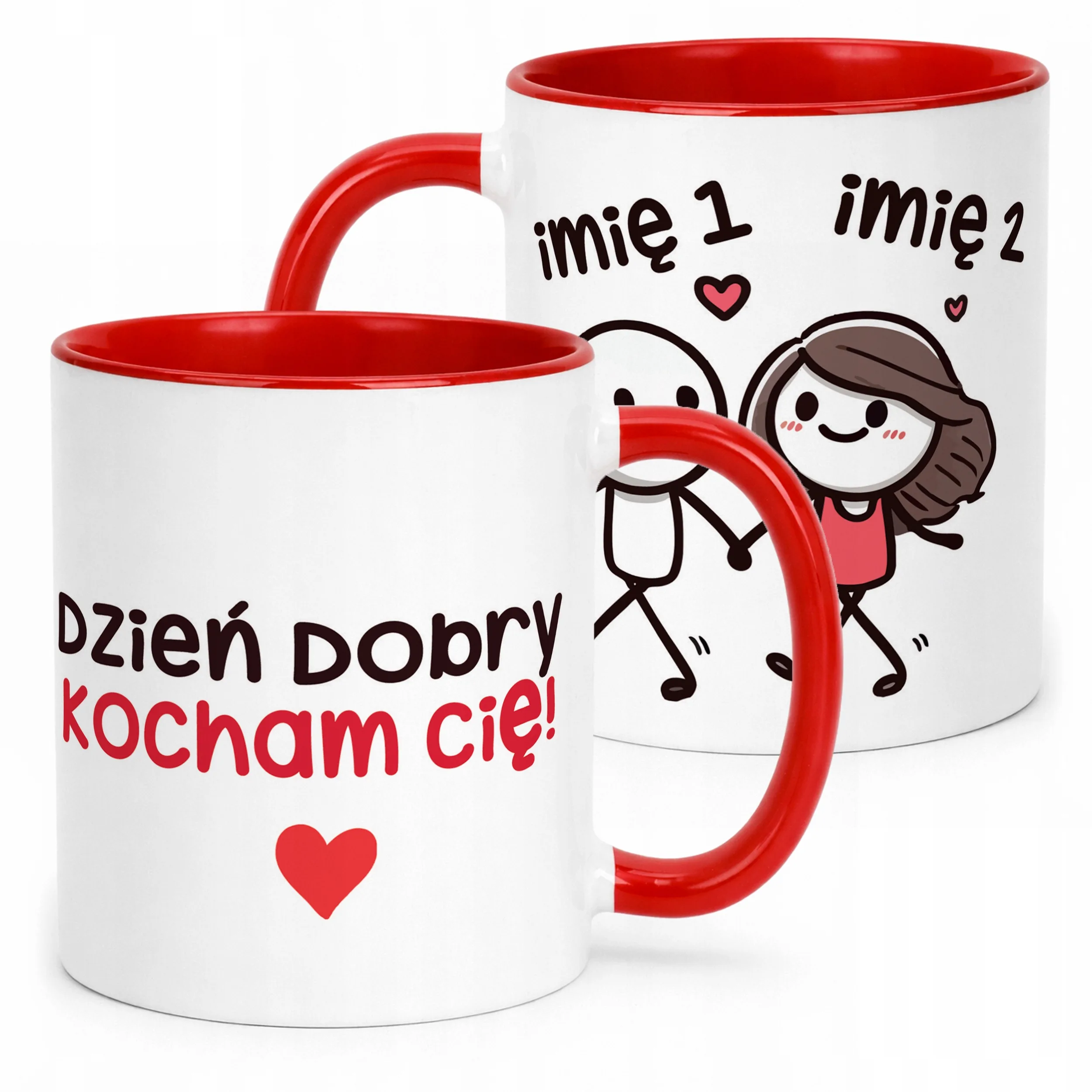 Kubek Czerwony Personalizowany Serce Walentynki Prezent Upominek
