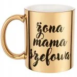 Złoty kubek ceramiczny Żona Mama Szefowa Dla Kobiety Prezent Upominek