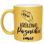 Złoty kubek brokatowy Personalizowany Królowa Paznokci Dla Stylistki
