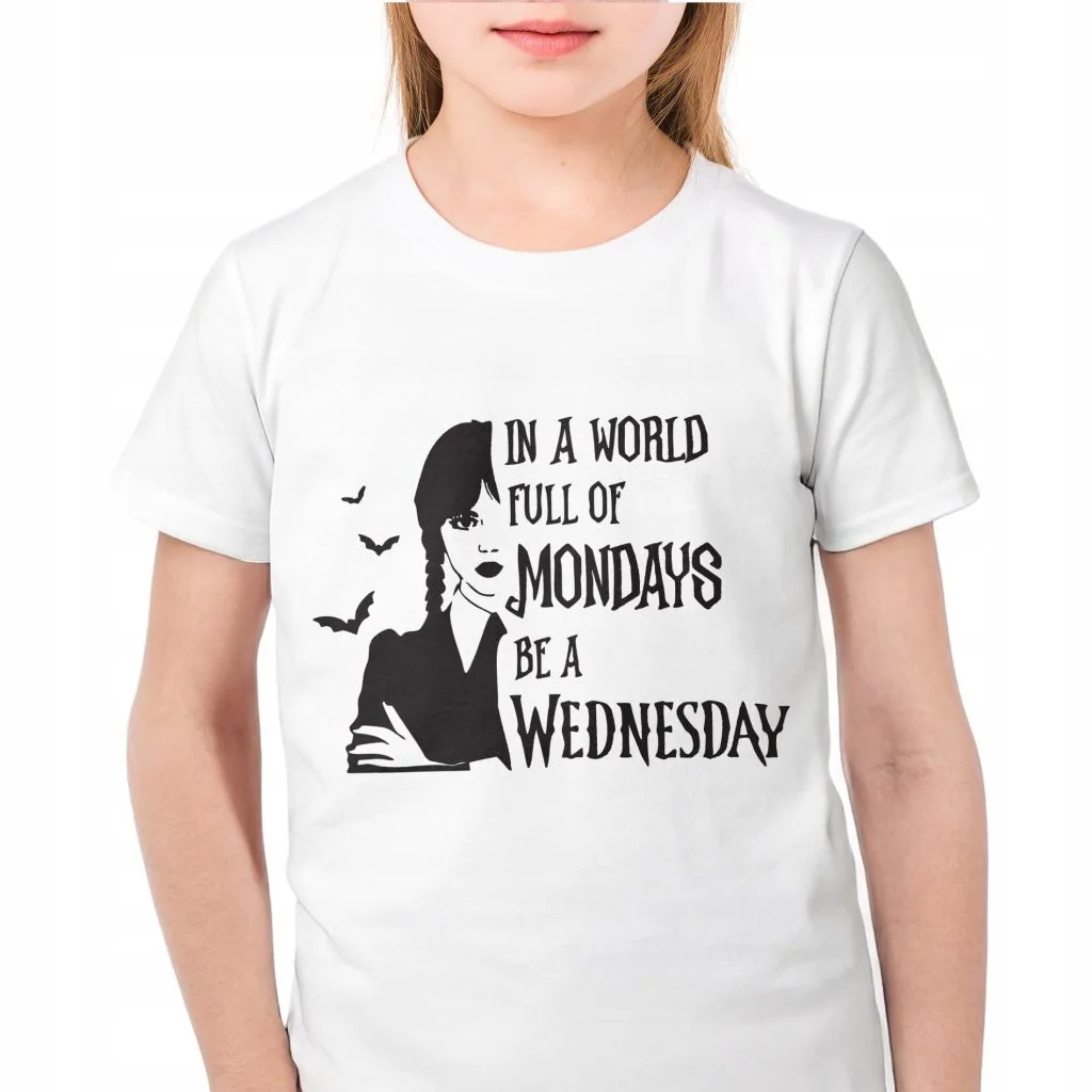 Koszulka biała dziecięca Nevermore Wednesday Dla Fanów Serialu