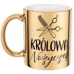 Złoty kubek Królowa Nożyczek Dla Fryzjerki Barbera Prezent