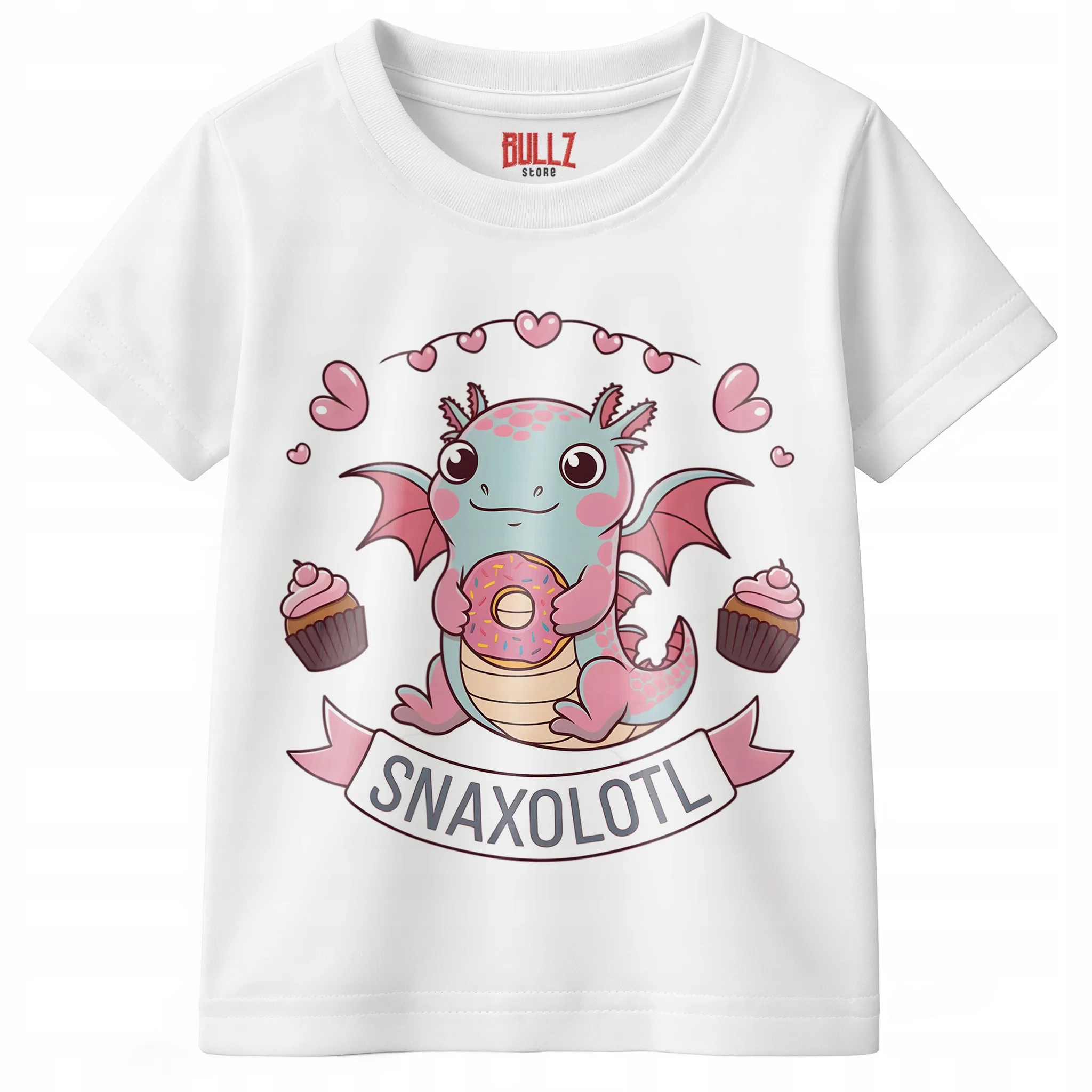 Koszulka dla dziecka biała Aksolotl Axolotl Mine craft Viral